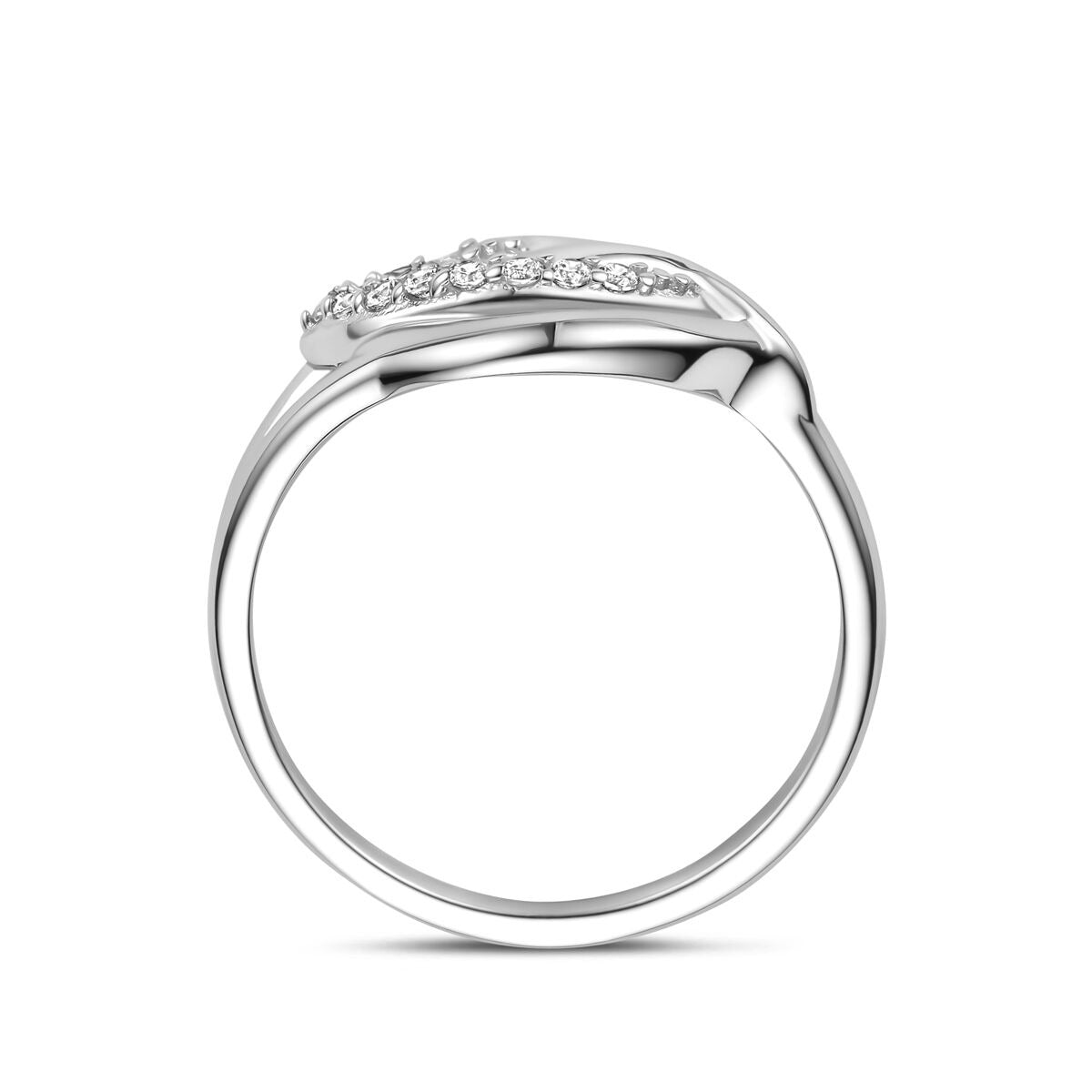 Anillo de mujer de plata con circonitas – 10 mm de ancho