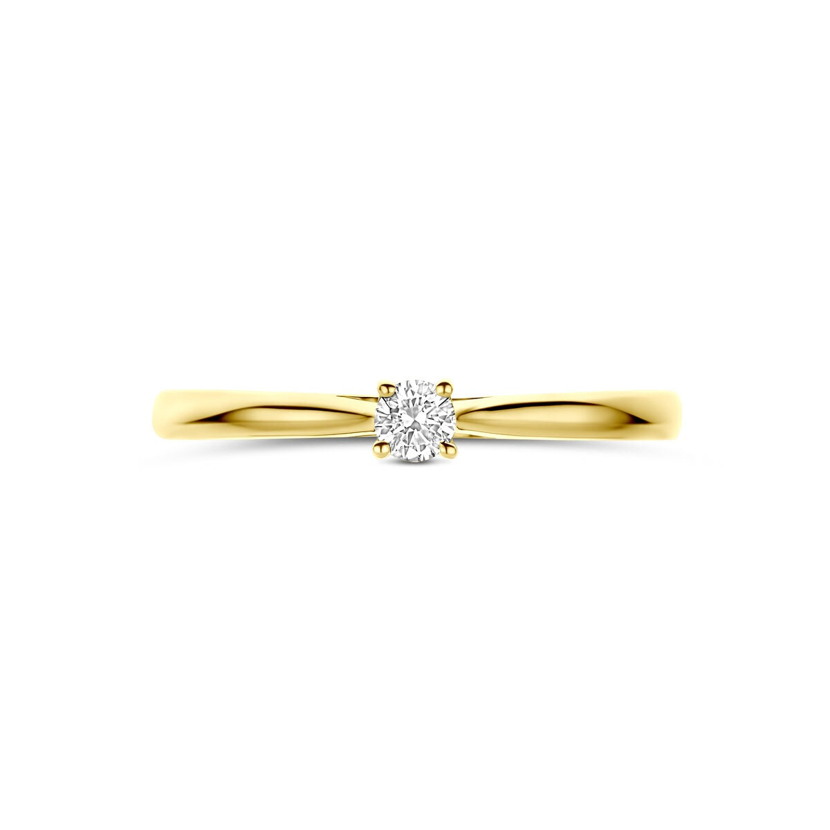 Anillo de oro amarillo de 14k con diamante cultivado en laboratorio de 0.10ct