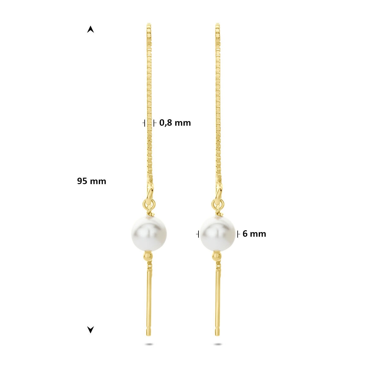 Pendientes de aro chapados en oro con perla