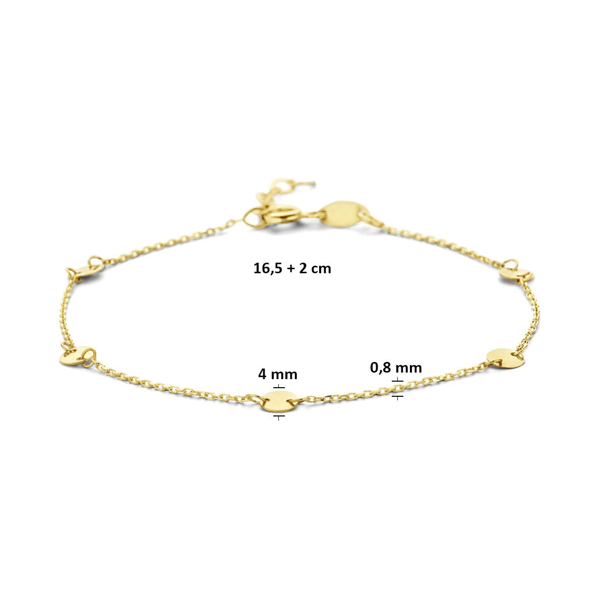 pulsera de oro amarillo con placas redondas