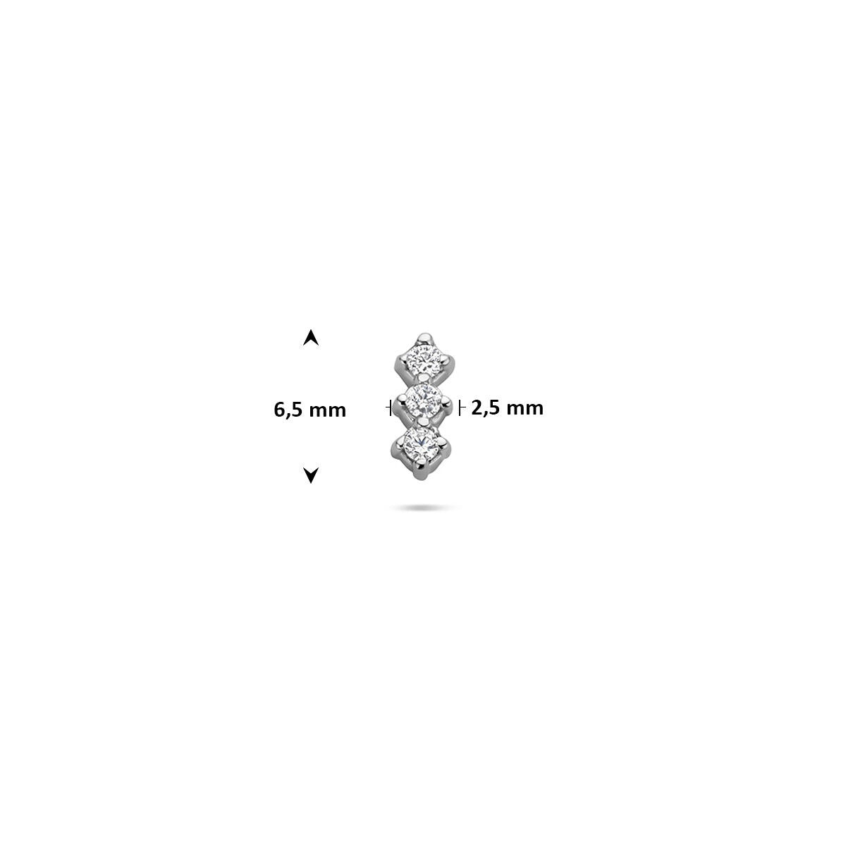Piercing de plata rhodium con circonitas en engaste en fila