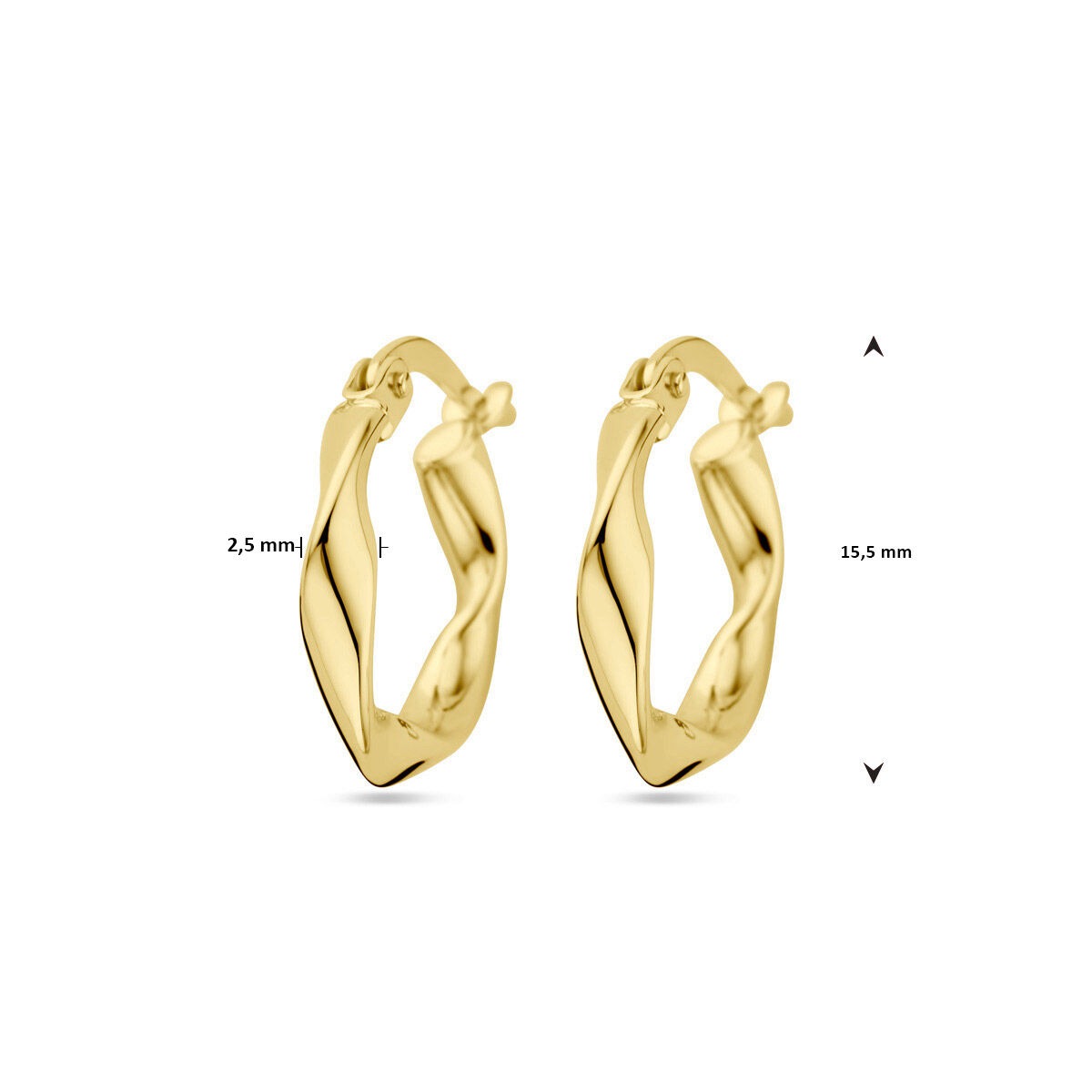 Aros de oro amarillo trenzados 2,5 mm de mujer