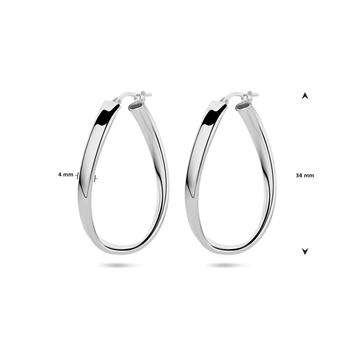 Aros de plata rodiada retorcidos 34 mm