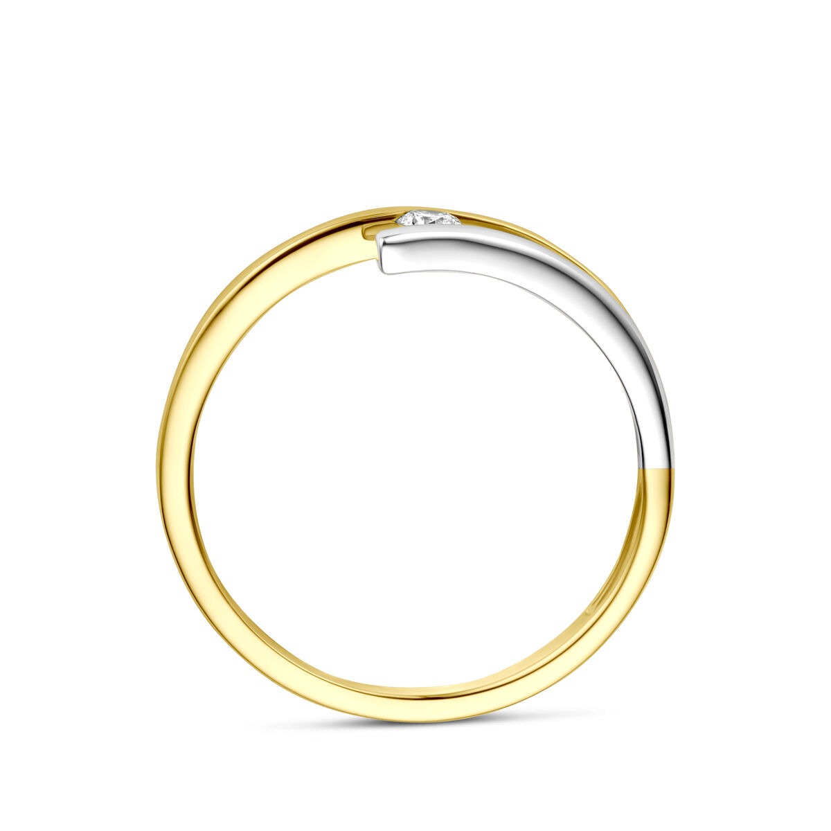 Anillo de mujer bicolor de oro con diamante – 14k oro amarillo y oro blanco