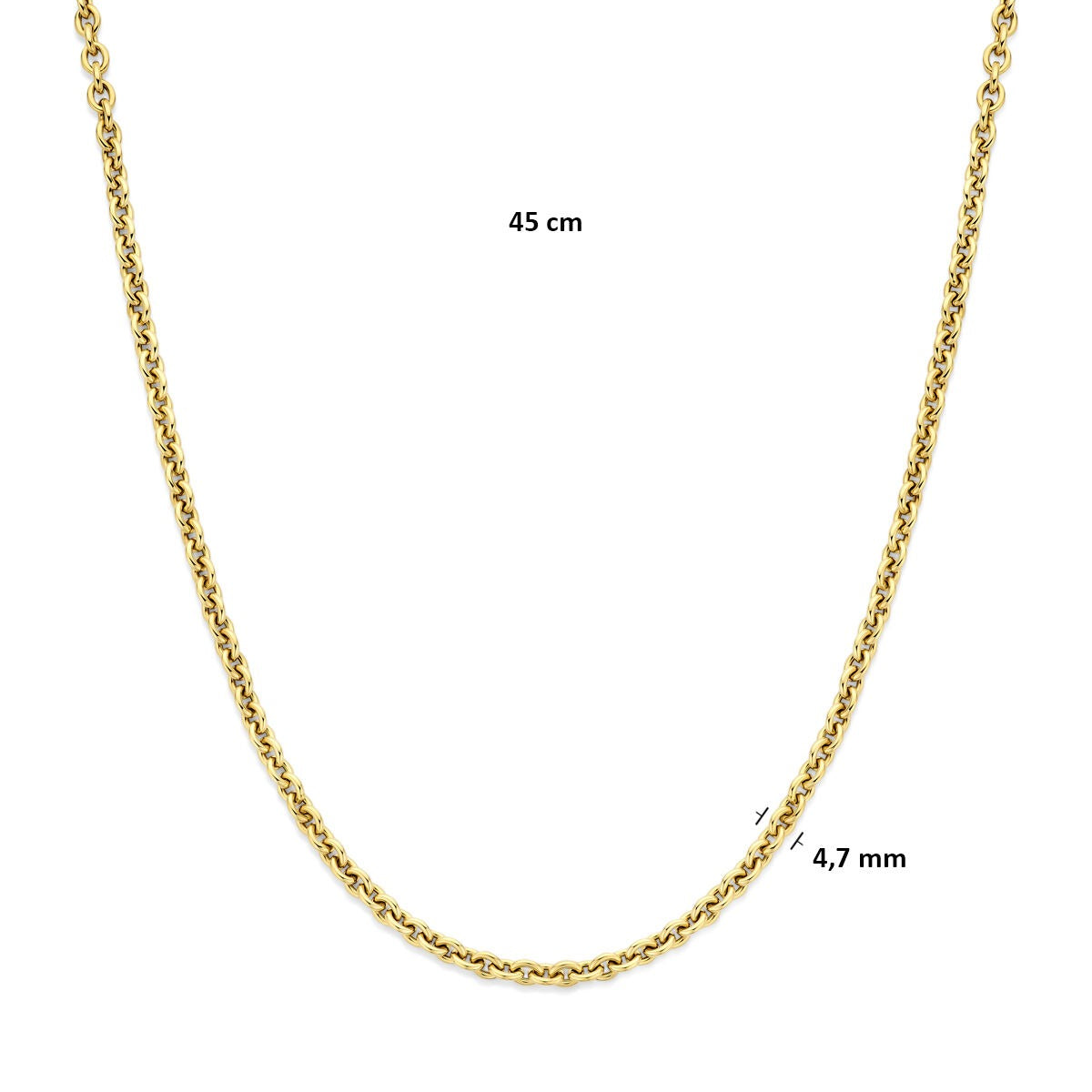 collar de oro amarillo con eslabones de ancla