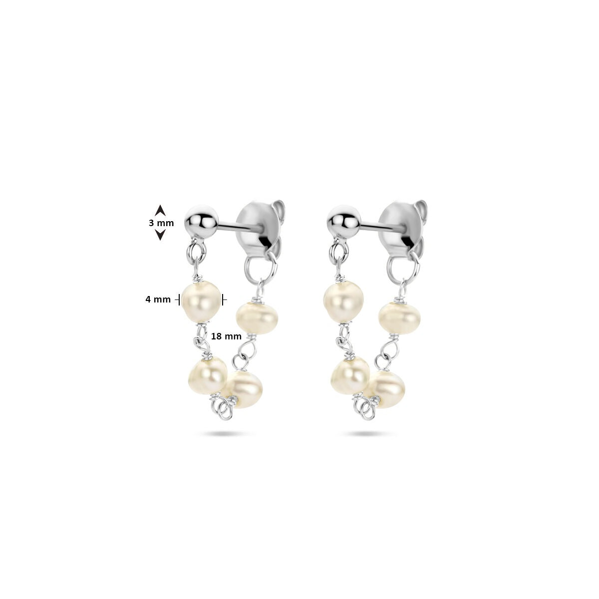 Pendientes de mujer de plata con perla – rodiados 18 mm