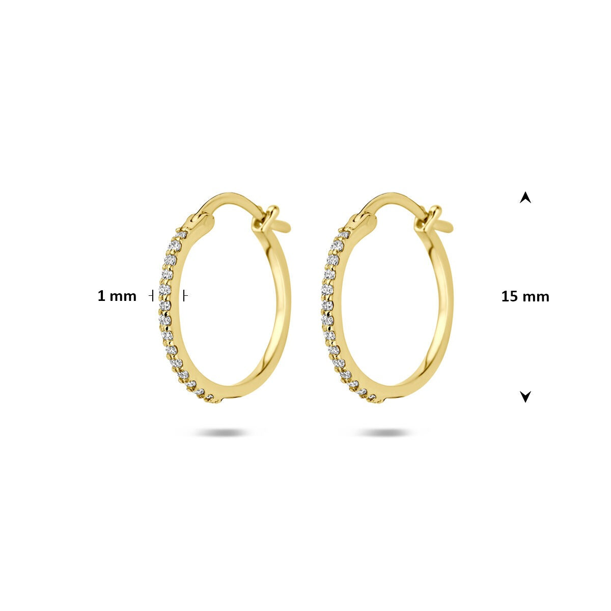 Aros de oro amarillo de 14k con diamante cultivado en laboratorio de 0,15 ct