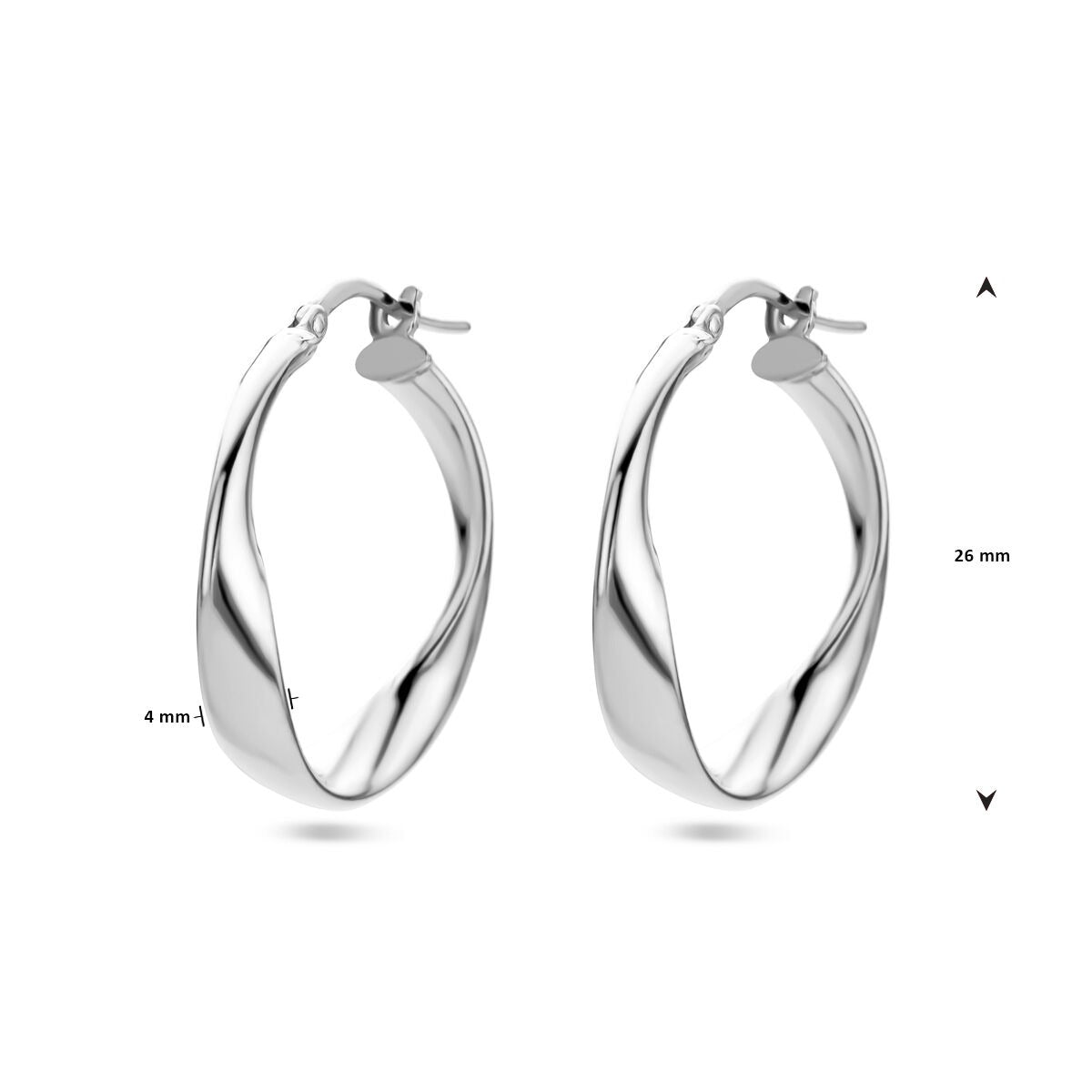 Pendientes de mujer de plata – rodiados 26 mm