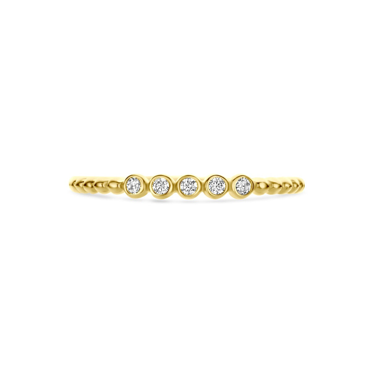 Anillo de oro amarillo de 14k con entorno de circonitas