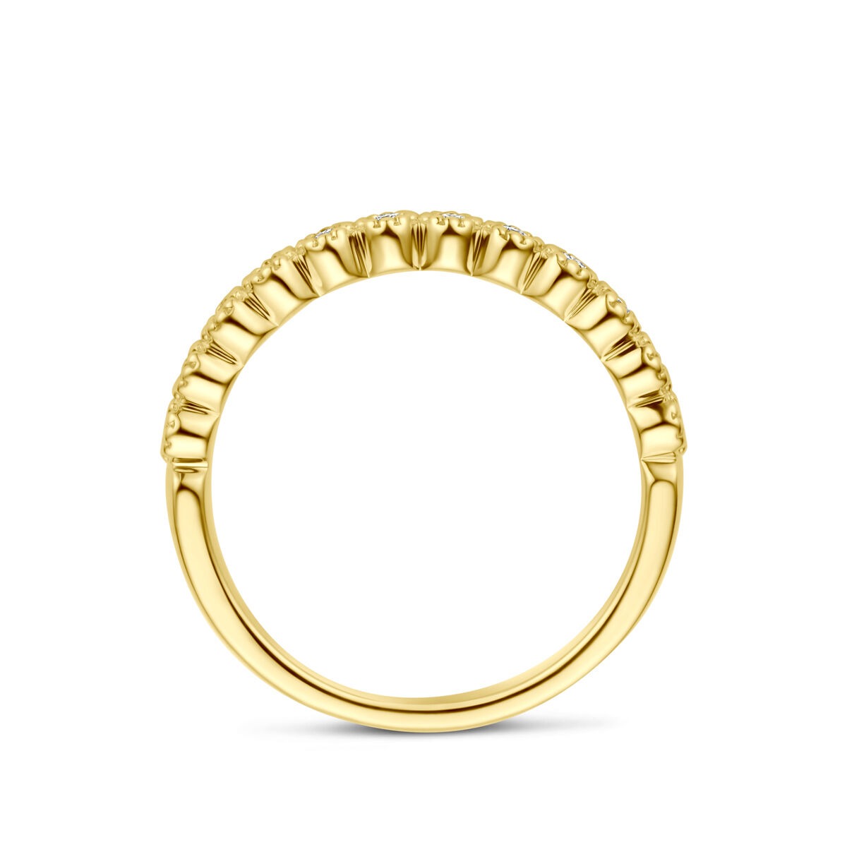 Anillo de alianza de oro amarillo de 14k con diamante de 0,18 ct