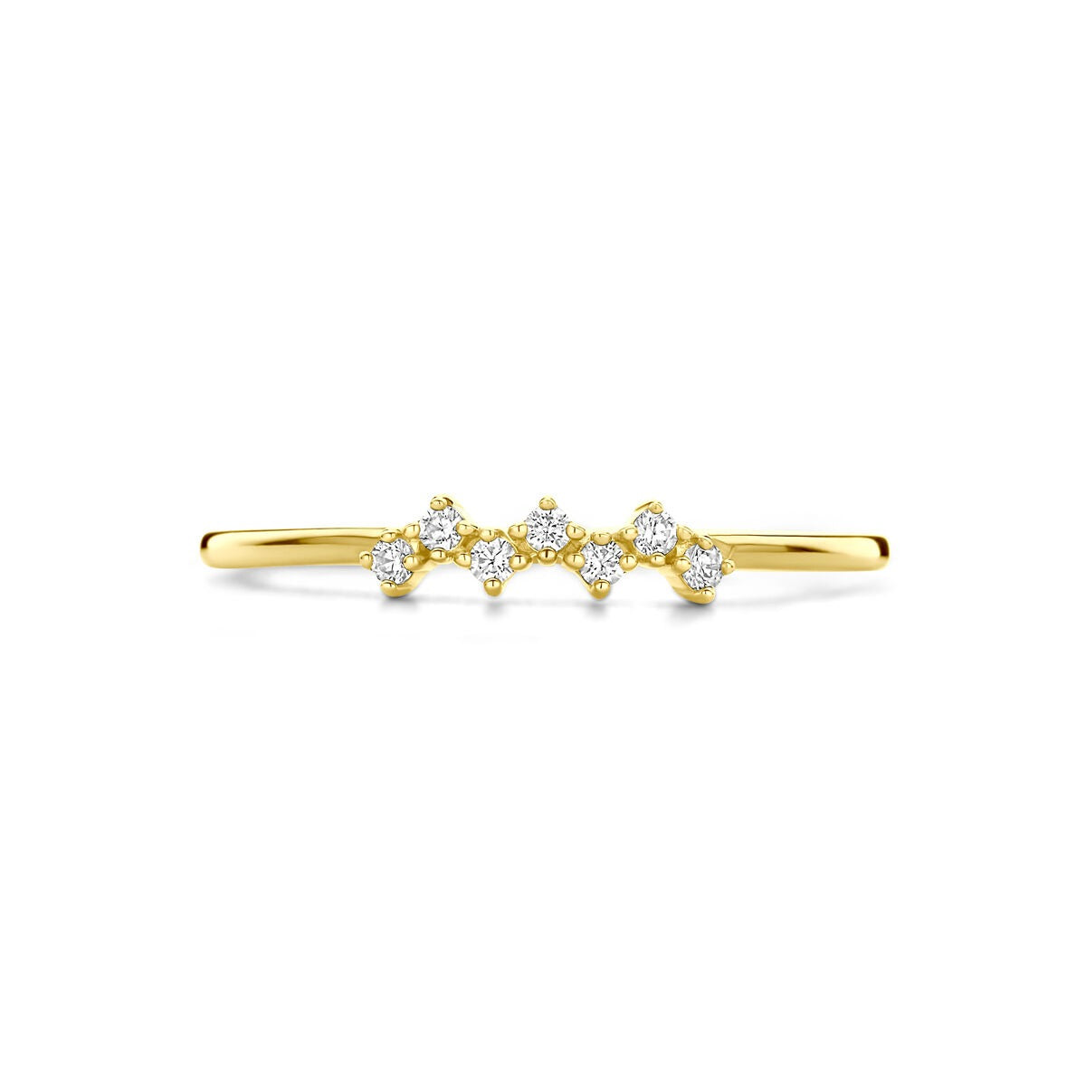 Anillo de oro amarillo de 9k con entorno de circonitas