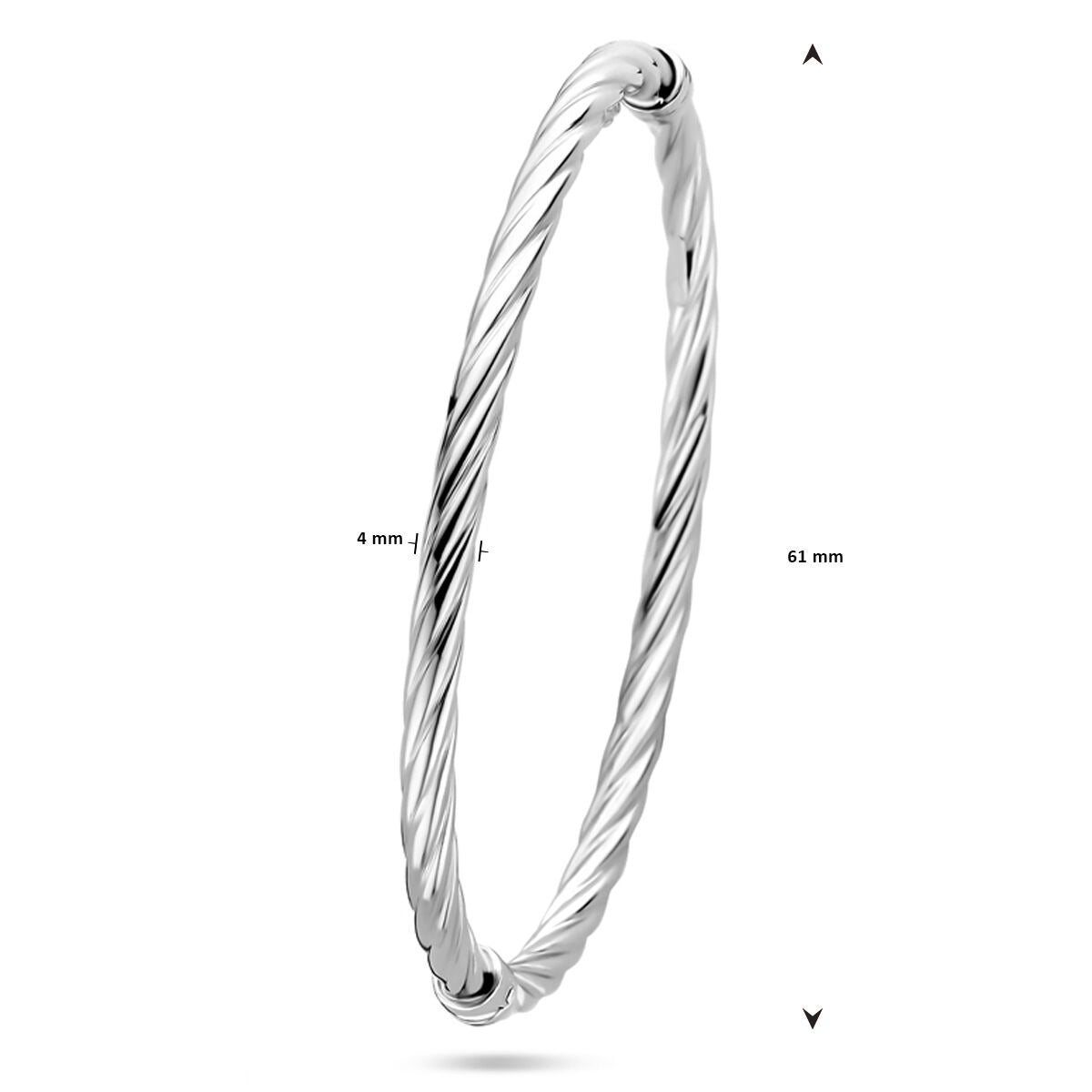 Brazalete de plata con diseño trenzado – plata 925 rodiada, 61 mm diámetro