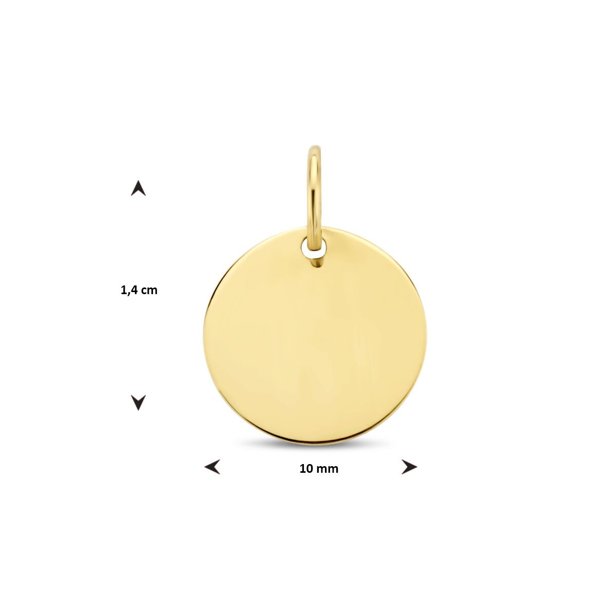 colgante redondo de grabado en oro amarillo de 9k
