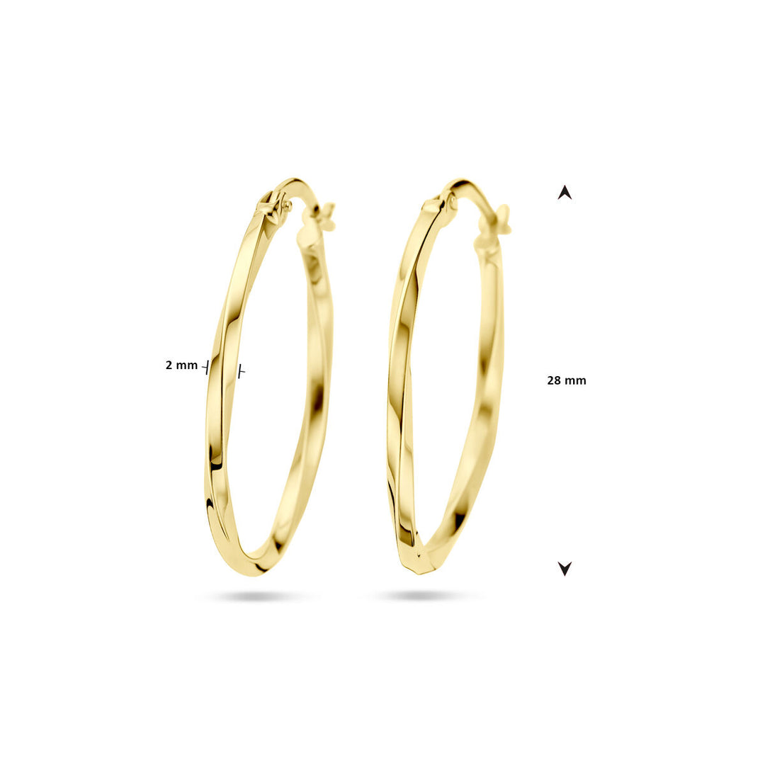 14k Geelgouden gedraaide oorringen – 28 mm