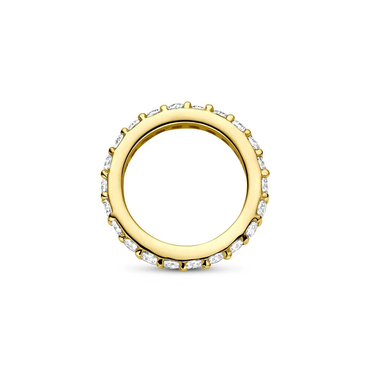 Colgante de oro amarillo de 14k con diamantes lab-grown de 0.21 ct, forma circular de 10.5 mm.