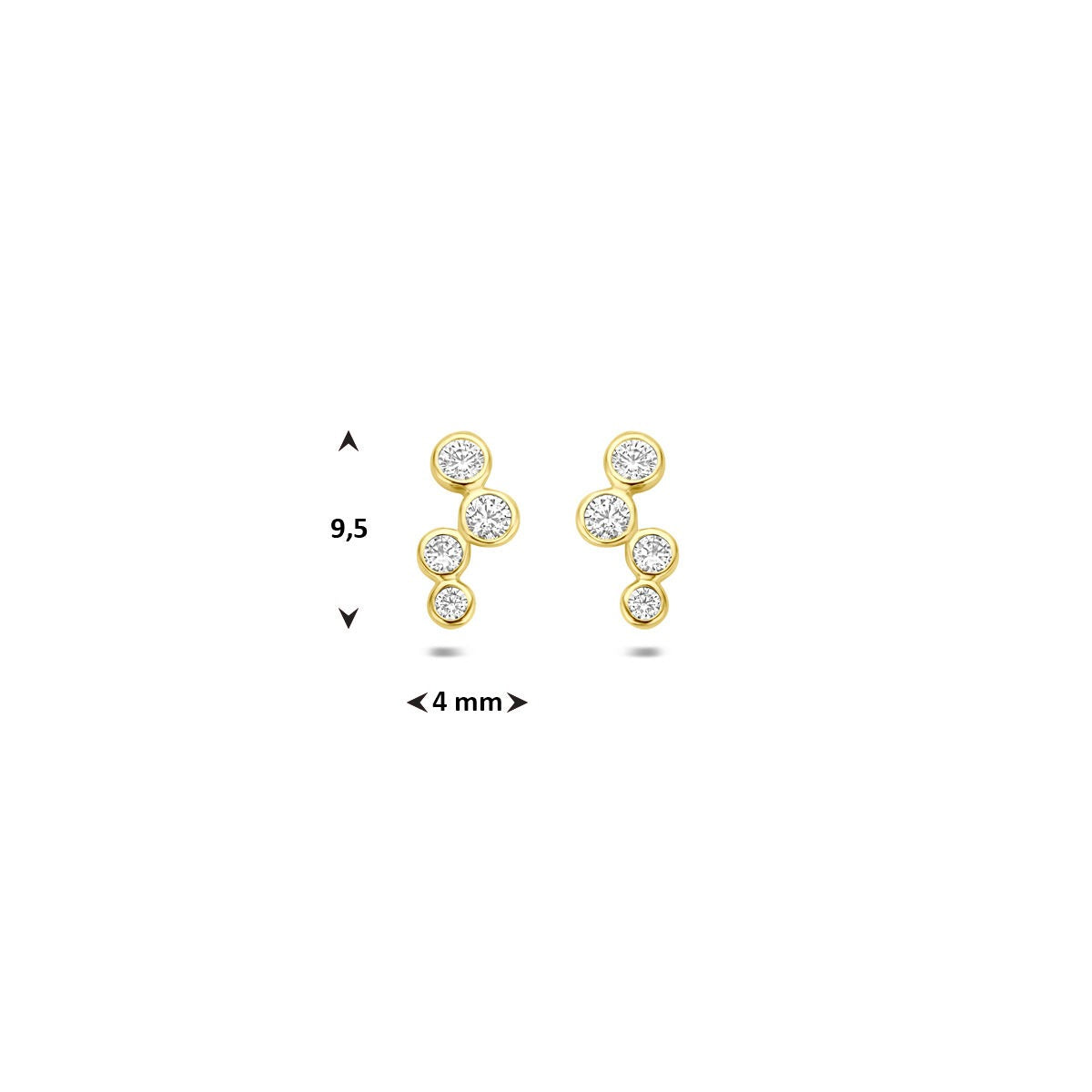 Pendientes de botón de oro amarillo con circonitas – 14k