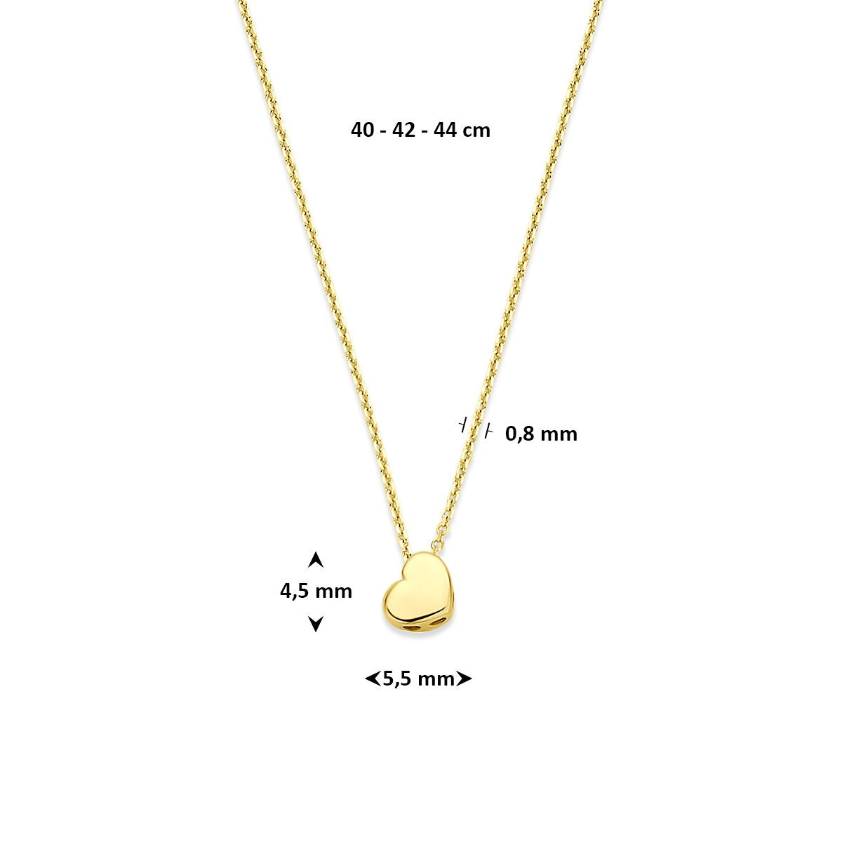 Collar de oro amarillo de 14k con corazón