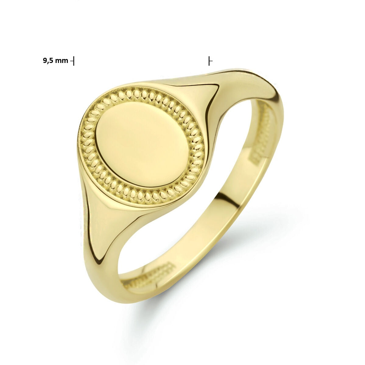 anillo de sello de oro amarillo ovalado