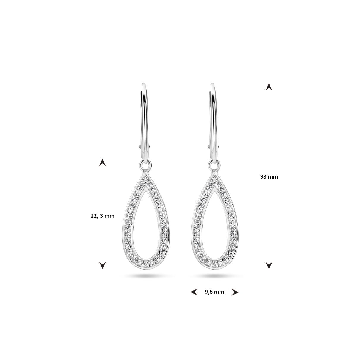 Pendientes de plata con circonitas – rodiados 925