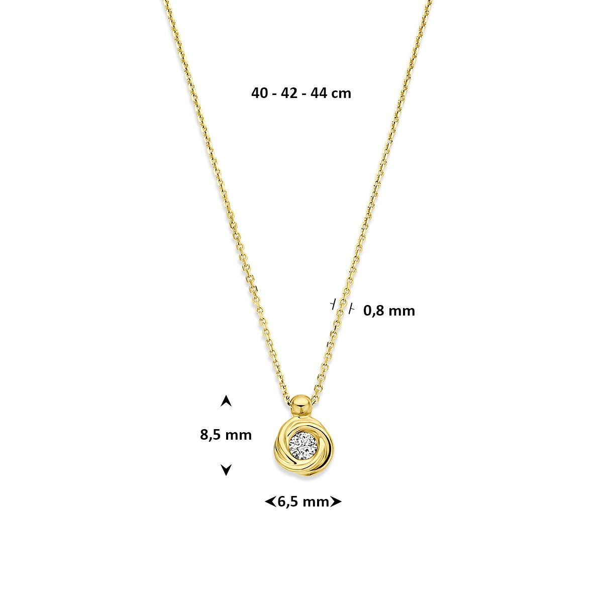 Collar de oro amarillo de 14k con diamante cultivado en laboratorio