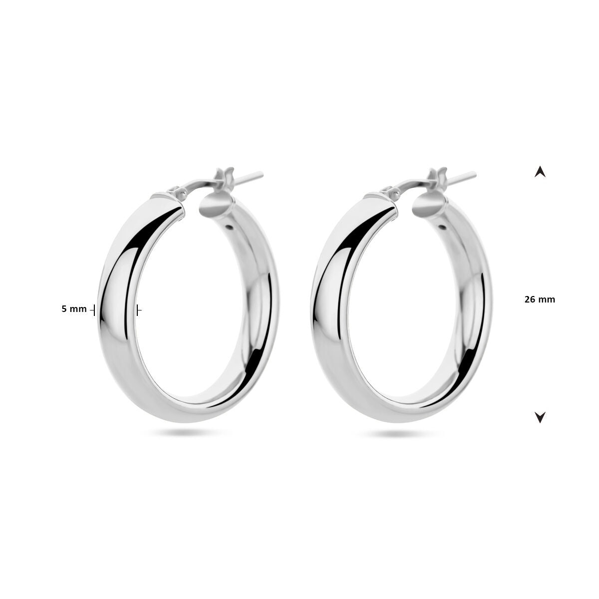 Aros de plata rodiada medio redondo 26 mm