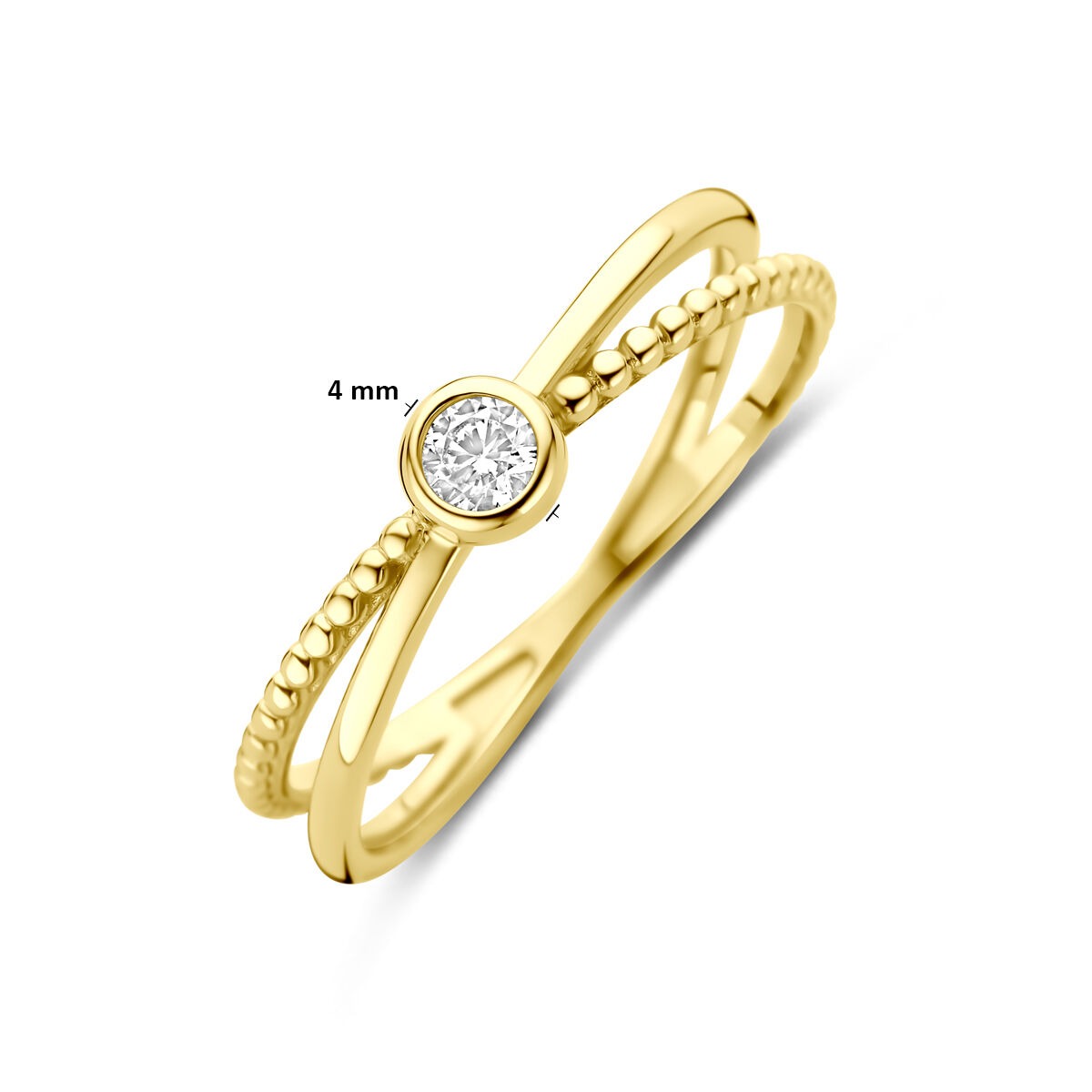 Anillo de oro amarillo de 9k con circonita