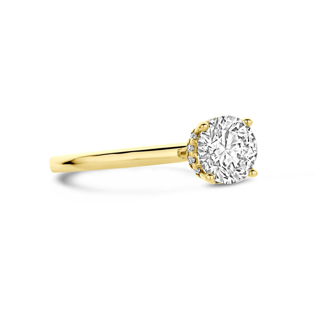 Anillo de oro amarillo de 14k con diamante cultivado en laboratorio de 1.07ct