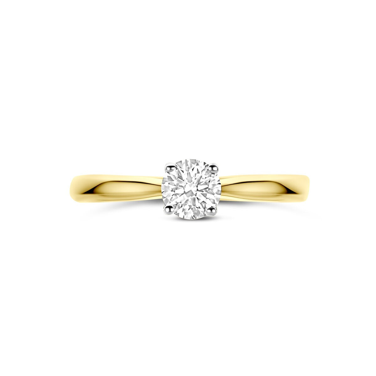 anillo bicolor de oro amarillo y oro blanco con diamante cultivado en laboratorio de 0.50ct