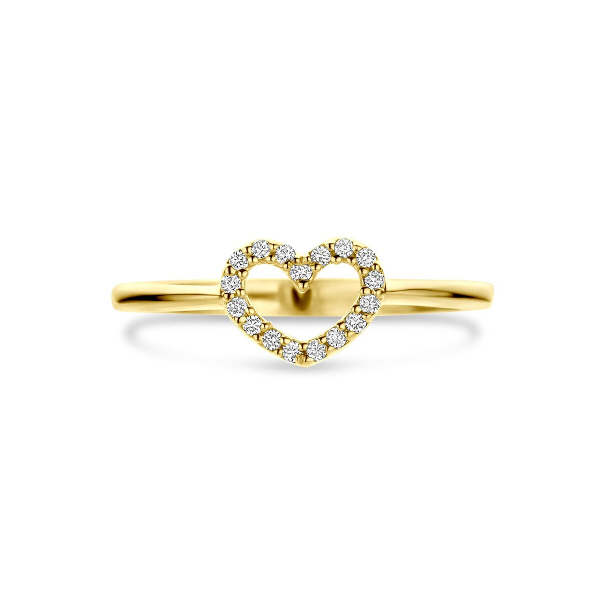 Anillo de mujer en oro amarillo con corazón y diamante cultivado en laboratorio – 14k oro amarillo