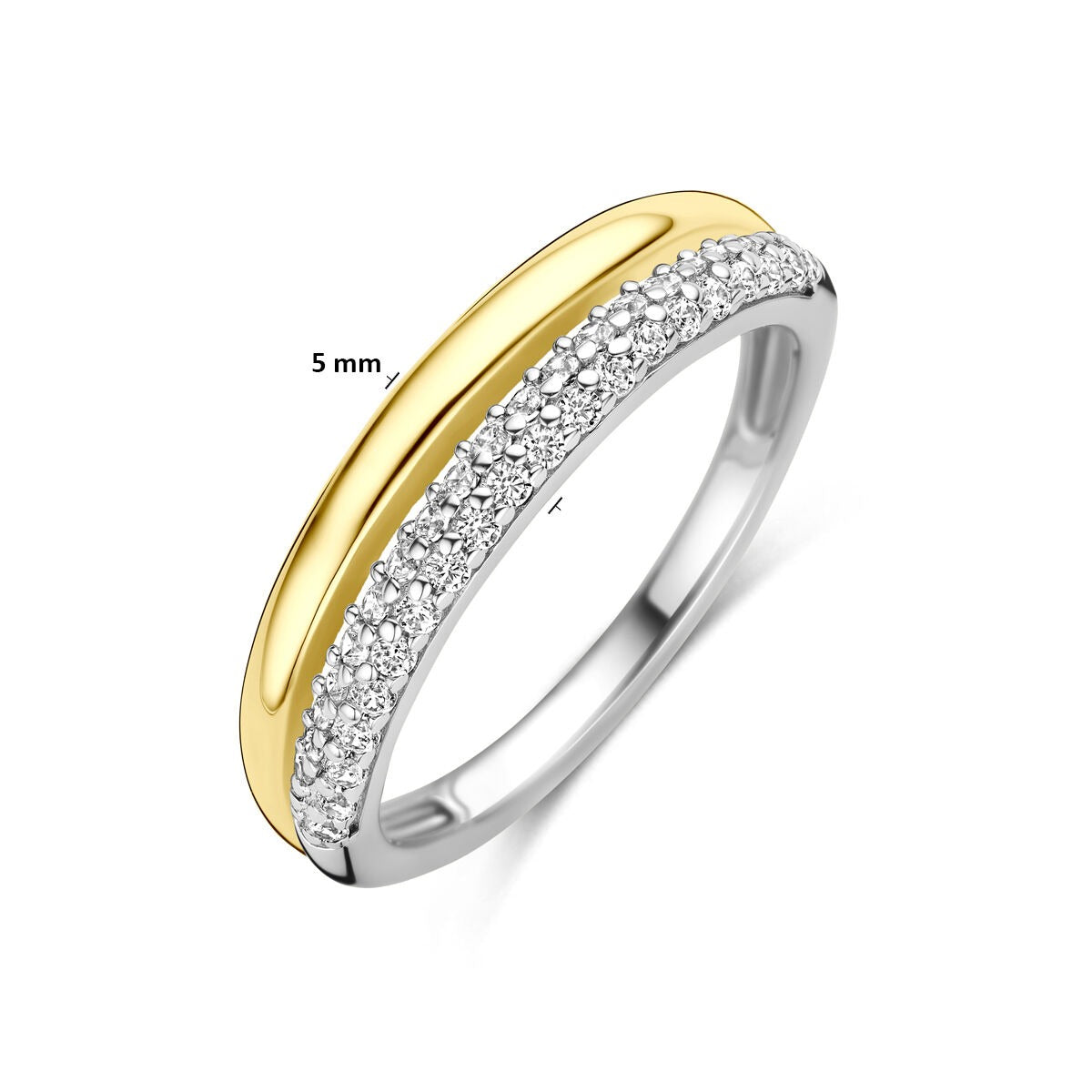 Anillo chapado en oro y rodiado de plata con circonitas