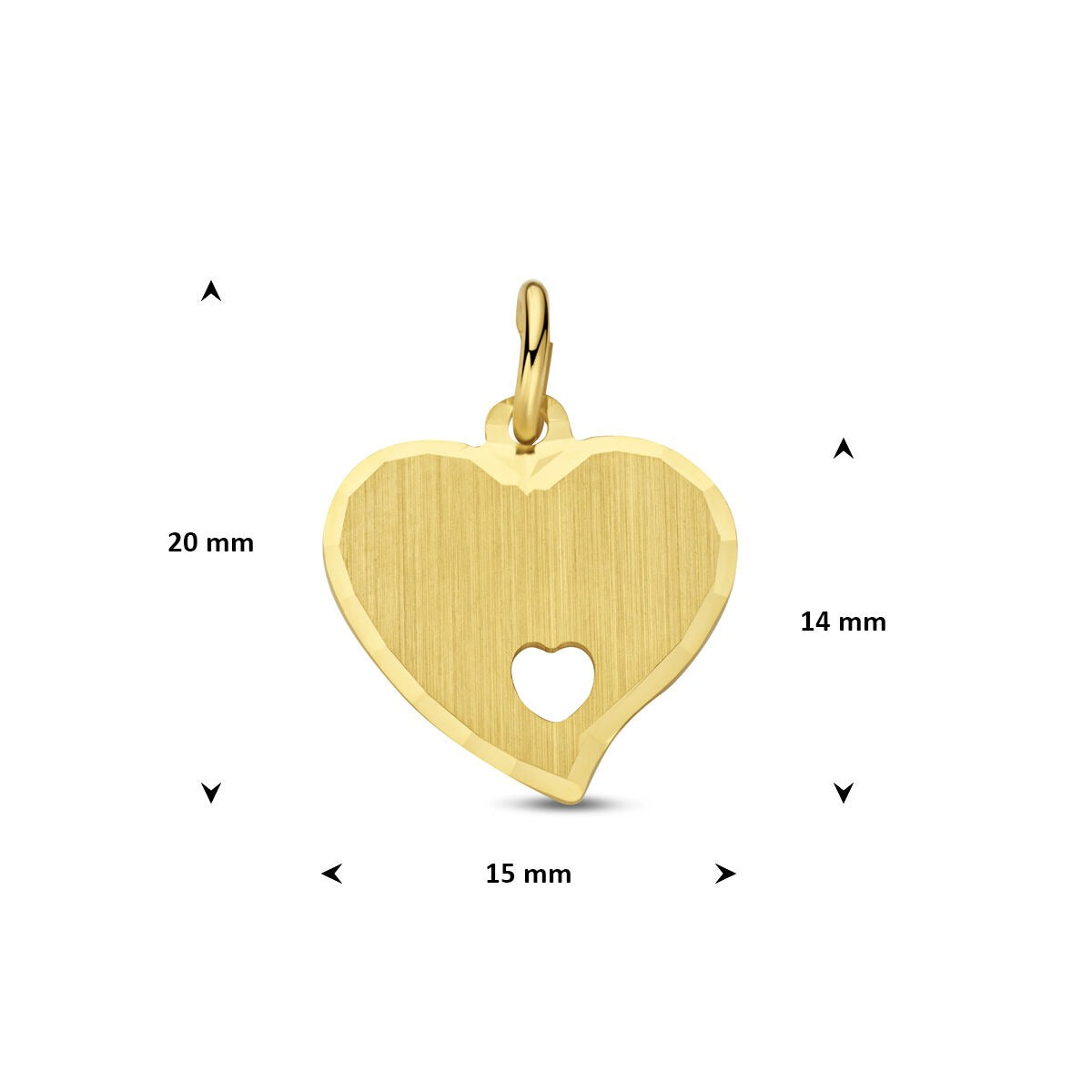 colgante de corazón chapado en oro amarillo grabable