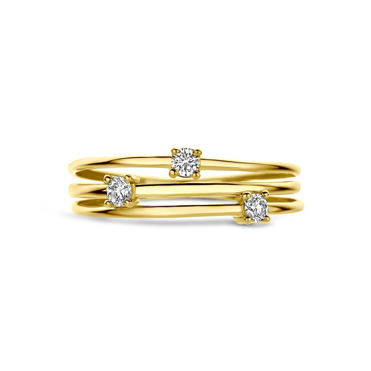 anillo de oro amarillo de 14k con diamantes cultivados en laboratorio