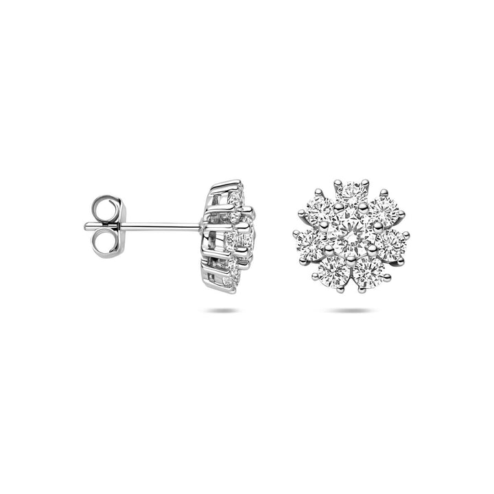 Zilveren oorknoppen met zirkonia – gerhodineerd 925 zilver