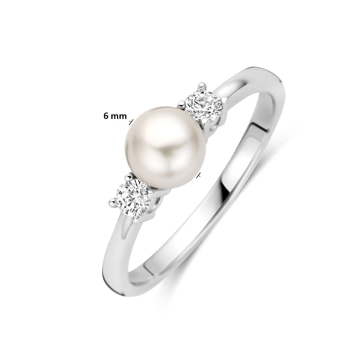 Anillo de plata con perla y circonita – anillo de mujer en plata 925 rodiada
