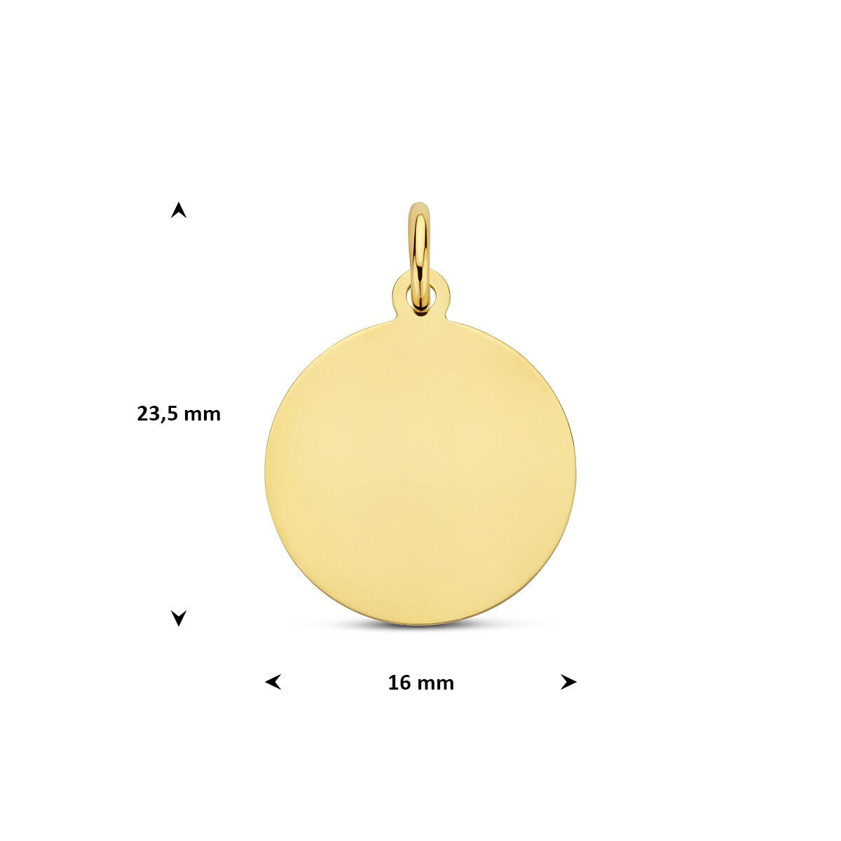 colgante redondo de oro amarillo de 9k
