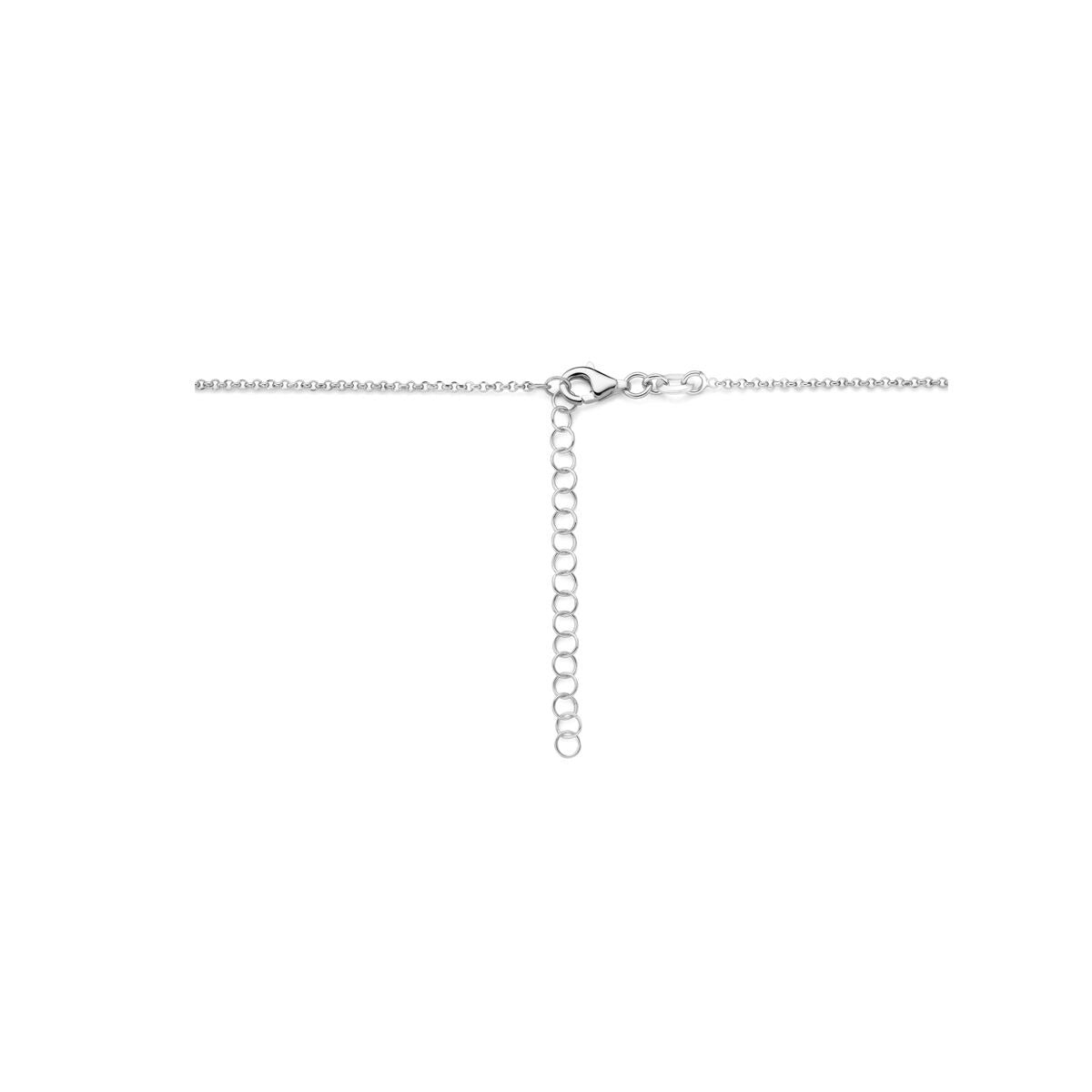Collar de plata rodiada con charm en forma de corazón chapado en oro