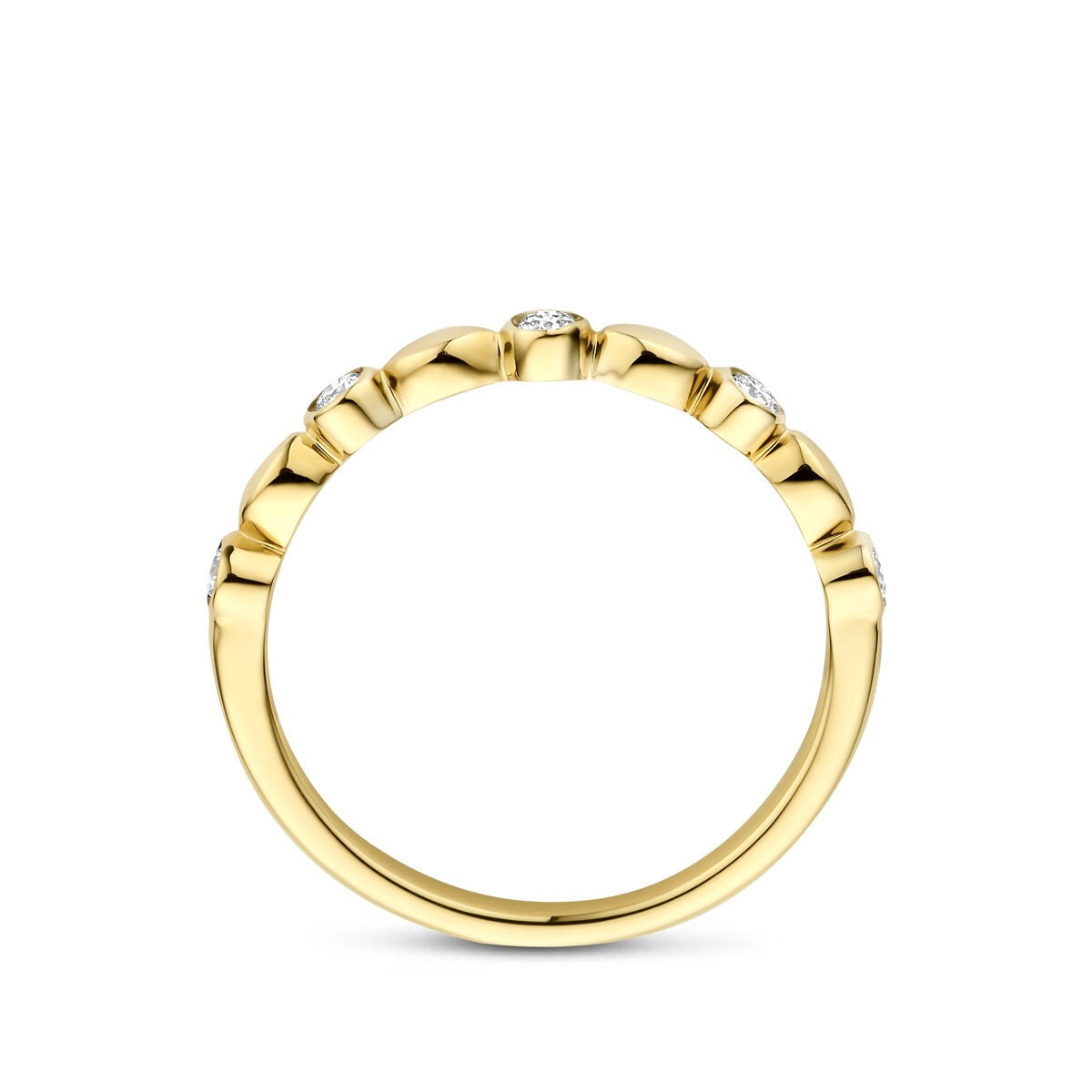 Anillo de oro amarillo de 14k con diamante cultivado en laboratorio de 0.13 ct