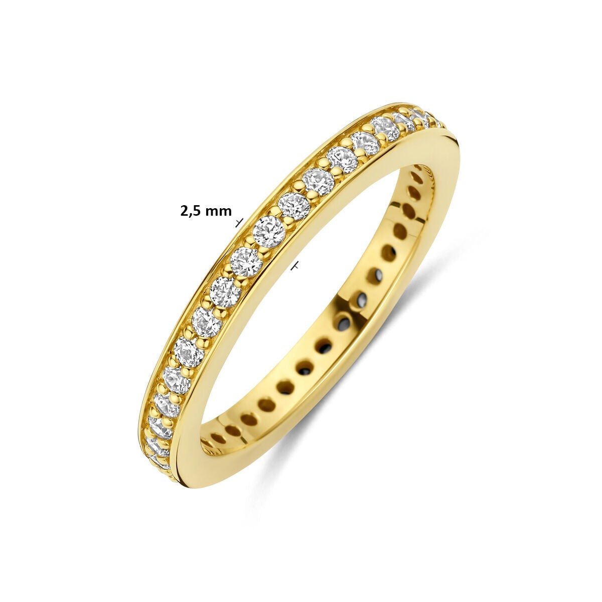 Anillo chapado en oro de plata 925 con circonitas 2.5 mm