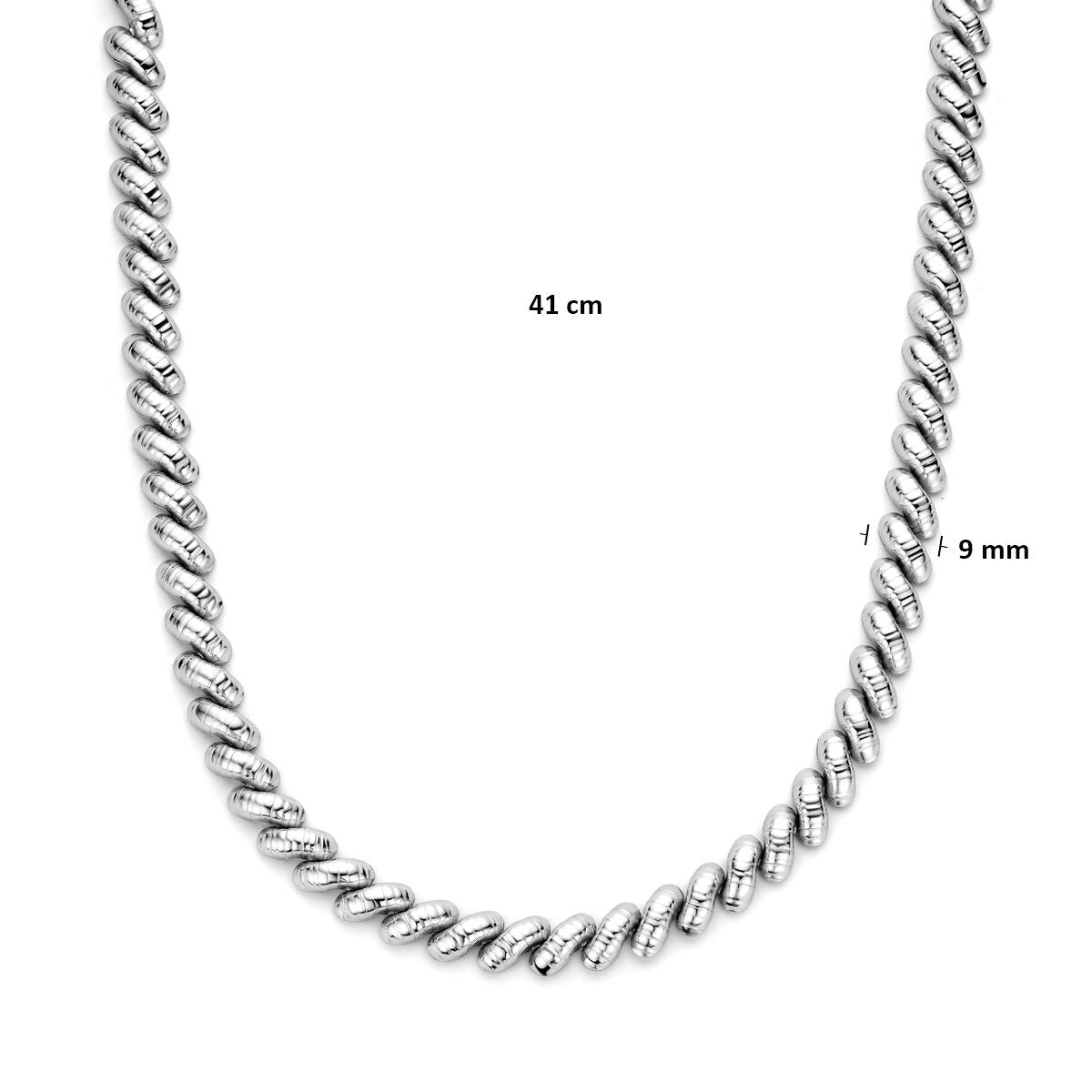 Collar de mujer en plata rhodium con eslabones anchos