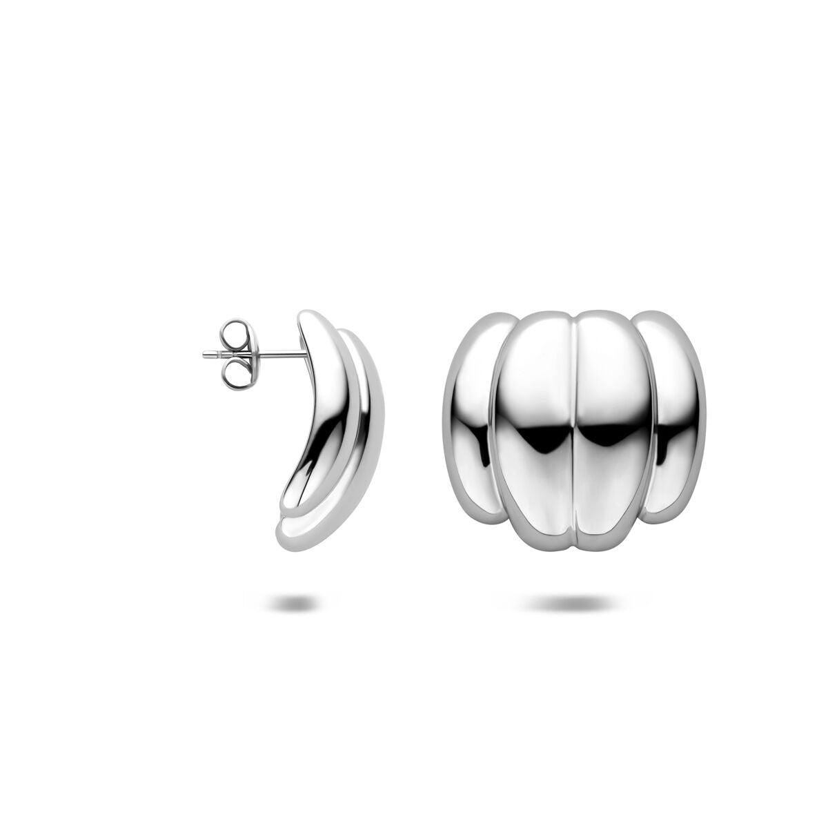 Pendientes de mujer de acero color plata redondos 23 mm