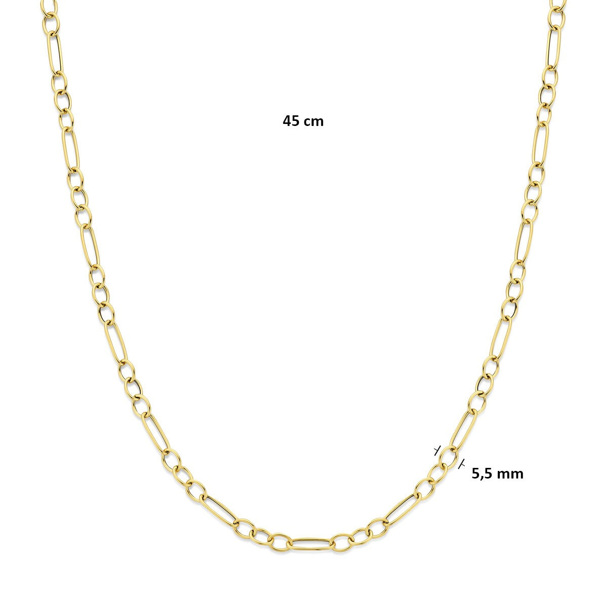 Collar de eslabones en oro amarillo ancla de 14k