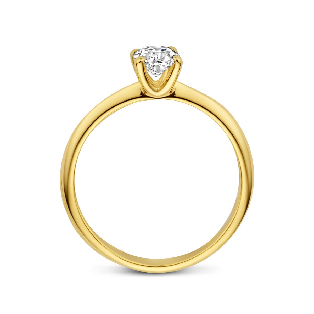 Anillo de oro amarillo de 14k con diamante cultivado en laboratorio - talla ovalada 0.50ct