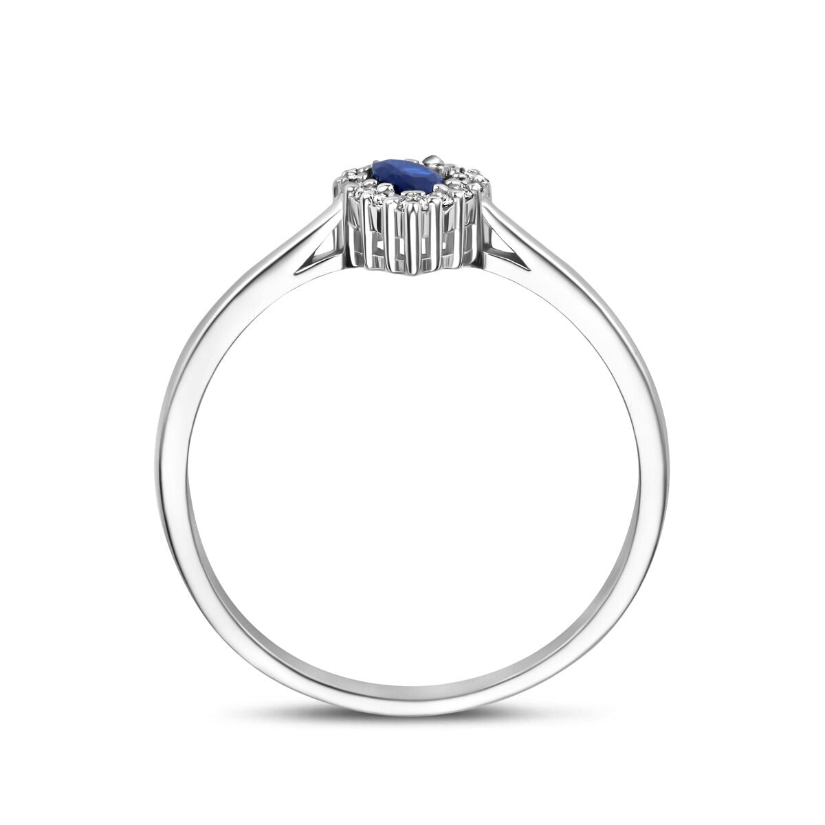Anillo de mujer de plata rodiada con zafiro y circonita