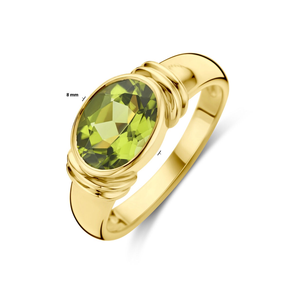Anillo de mujer de oro – 14k con peridoto ovalado