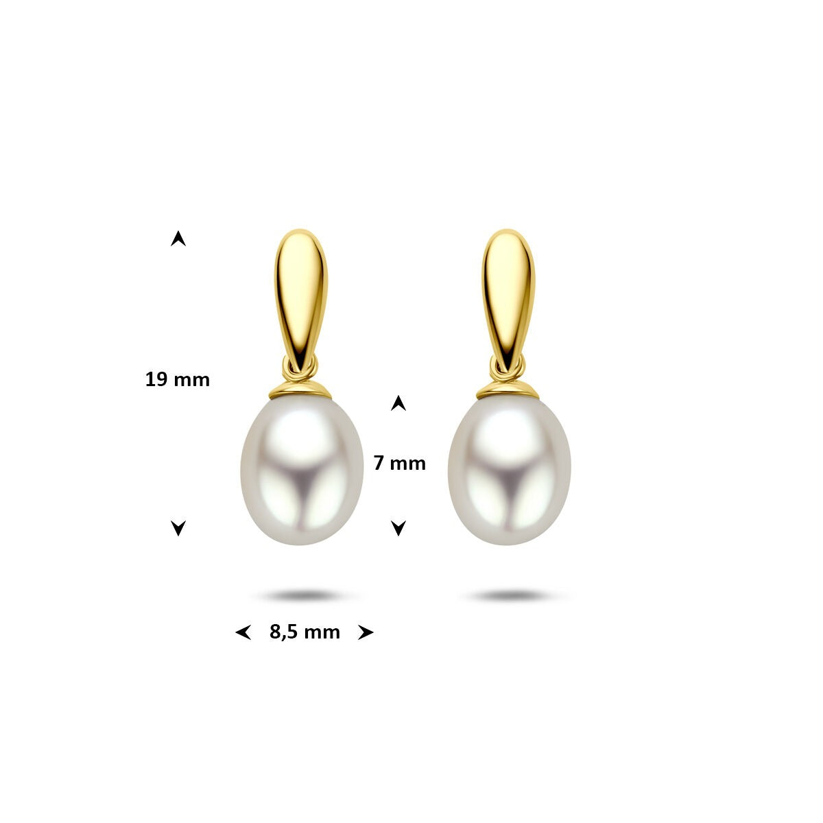 Aros de oro amarillo de 9k con perla