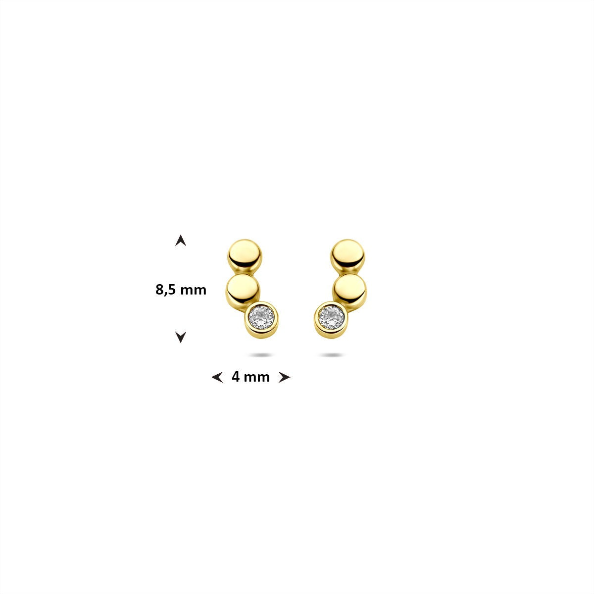 pendientes de botón de oro amarillo con circonitas – 8,5x4mm