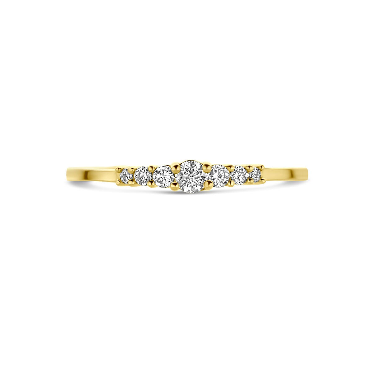 Anillo de oro amarillo de 9k con circonitas