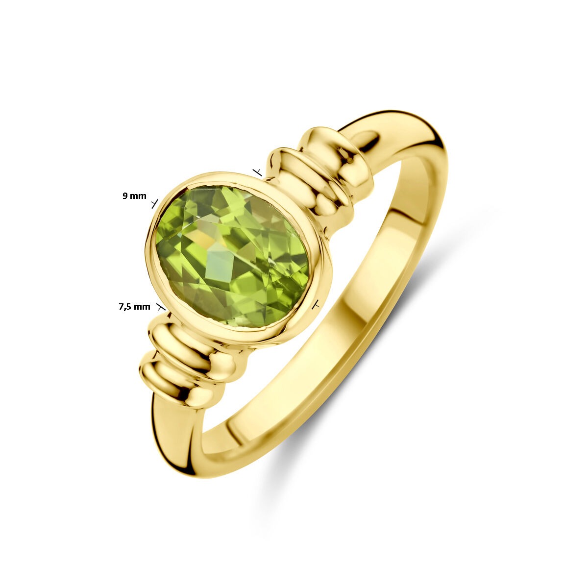 Anillo de mujer de oro – 14k con peridoto en forma ovalada