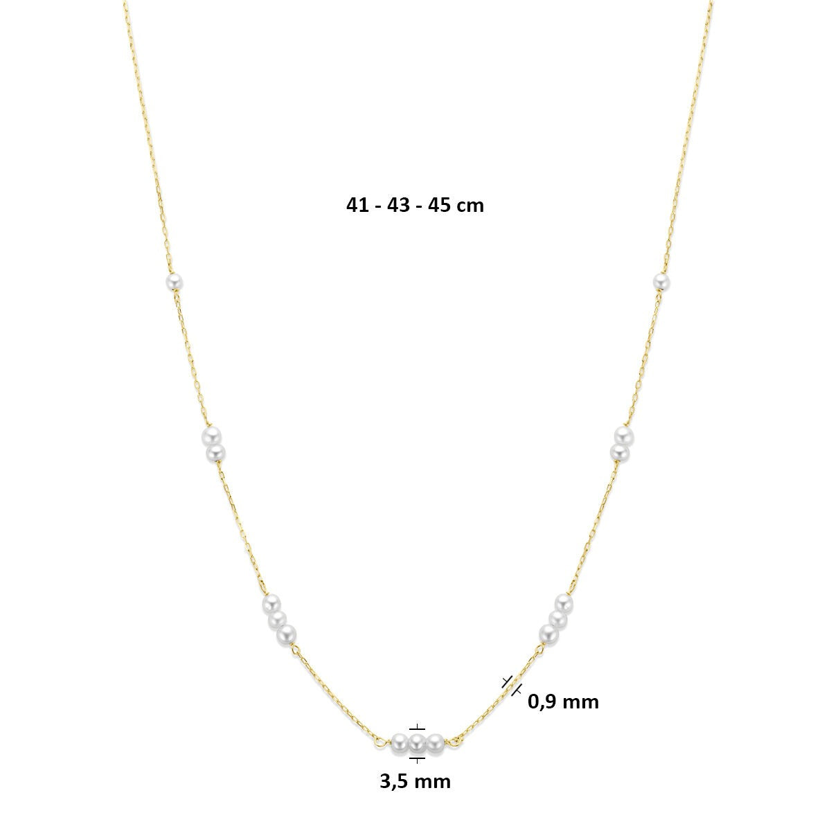 collar de oro amarillo de 9k con perlas