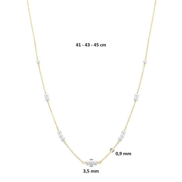 9k geelgouden collier met parels